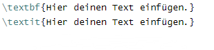 Code für Text in Latex